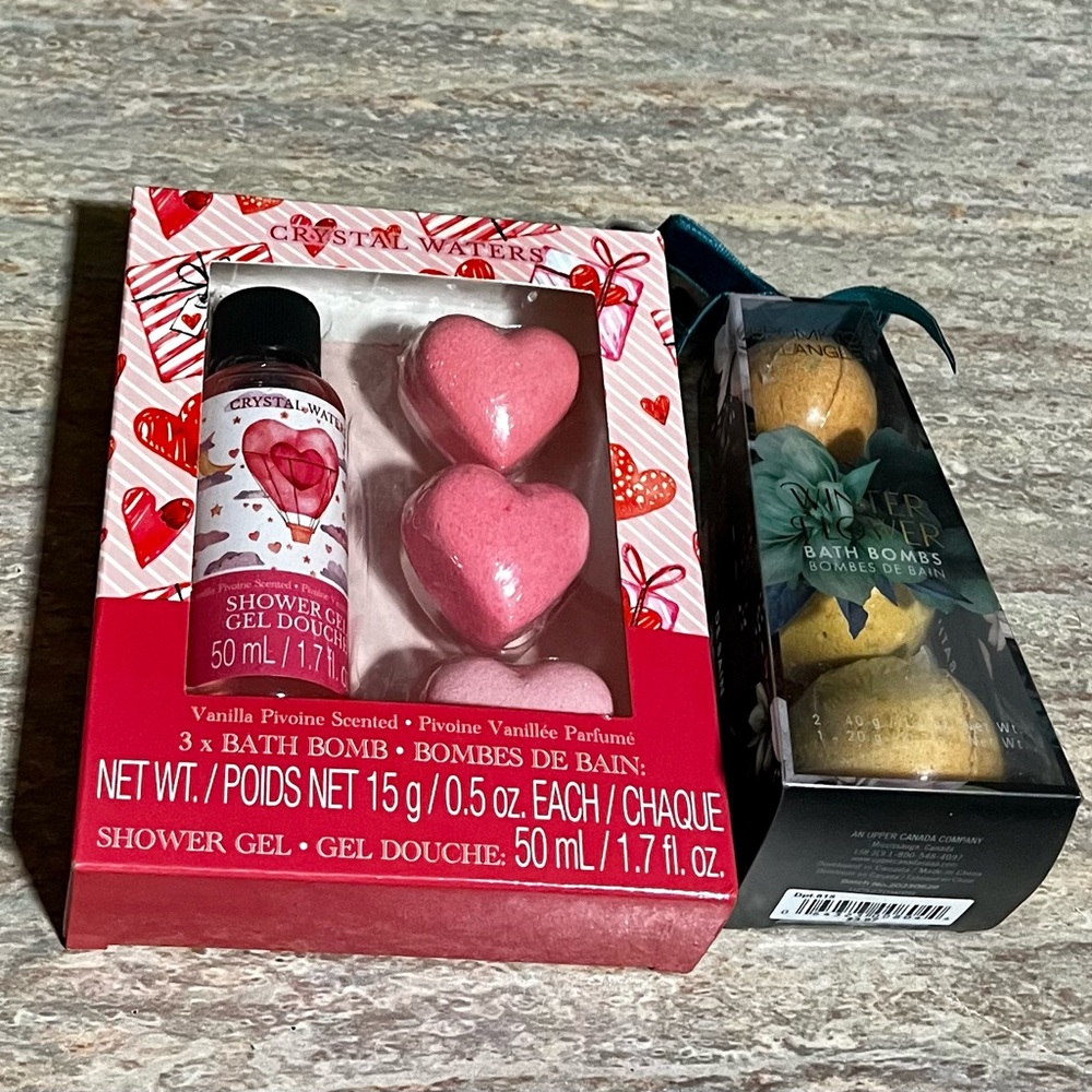NIB Crystal Waters shower gel w/ bath bombs & Brompton & Langley bath bombs